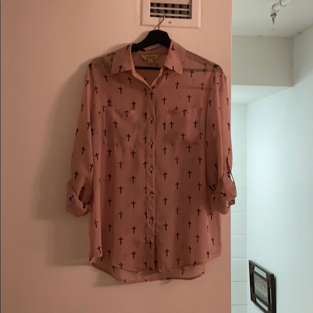 Light Pink Semi Sheer Button Up